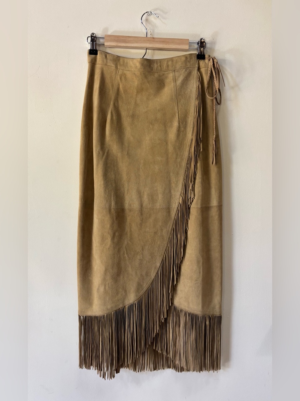 Vintage Jose Luis Fringe Suede Leather Wrap Skirt